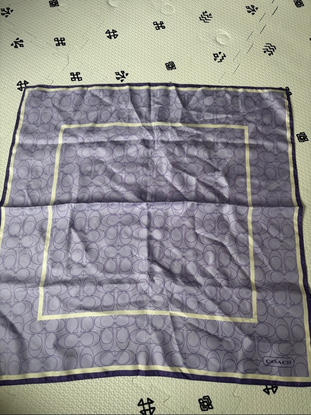Coach Lavender Signature Silk Scarf